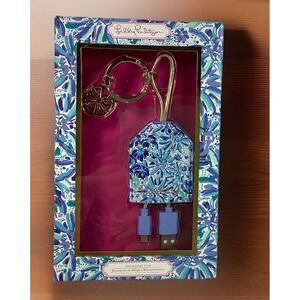 NEW Lilly Pulitzer Charging Tag Cable Micro USB -USB 2.0. + Keychain  Gift Nice!